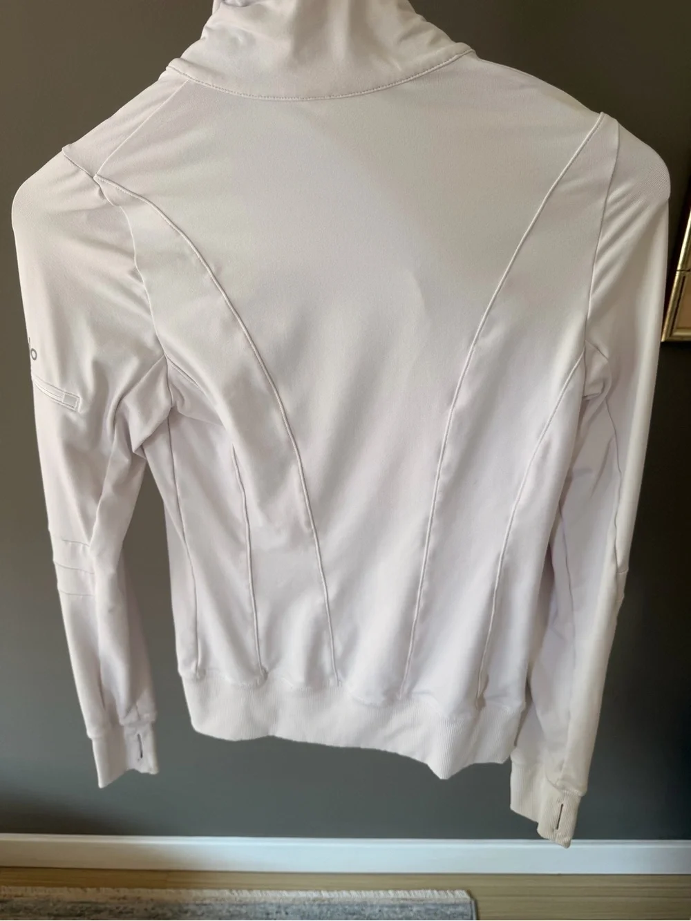 Alo Yoga White Full Zip Moto Active Jacket Zip Sleeve Pocket XS